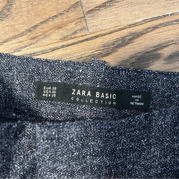 Zara Basic Collection - size 6, crop ankle, blue/grey tweed like material look - Picture 4 of 4